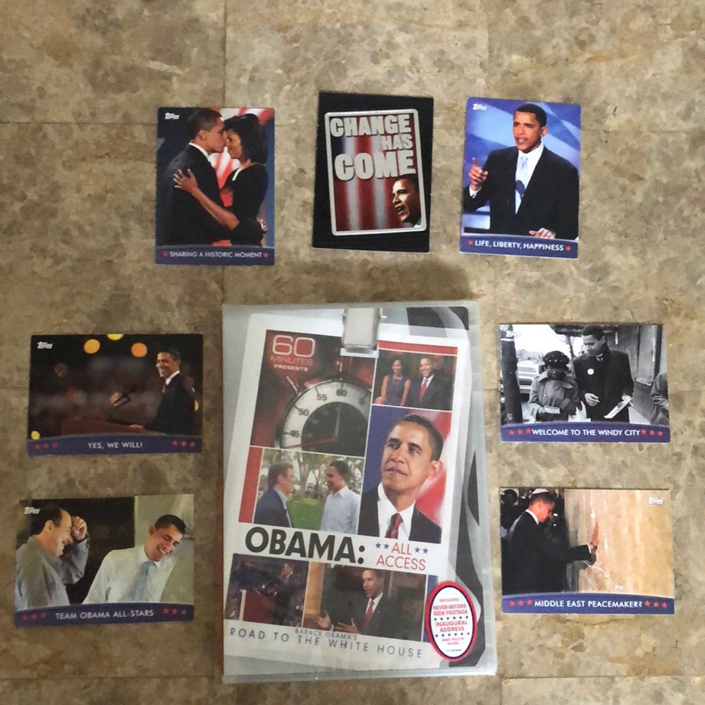 NEW DVD with TOPPS COLLECTION OF OBAMA MOMENTS on 7 CARDS in original plastic